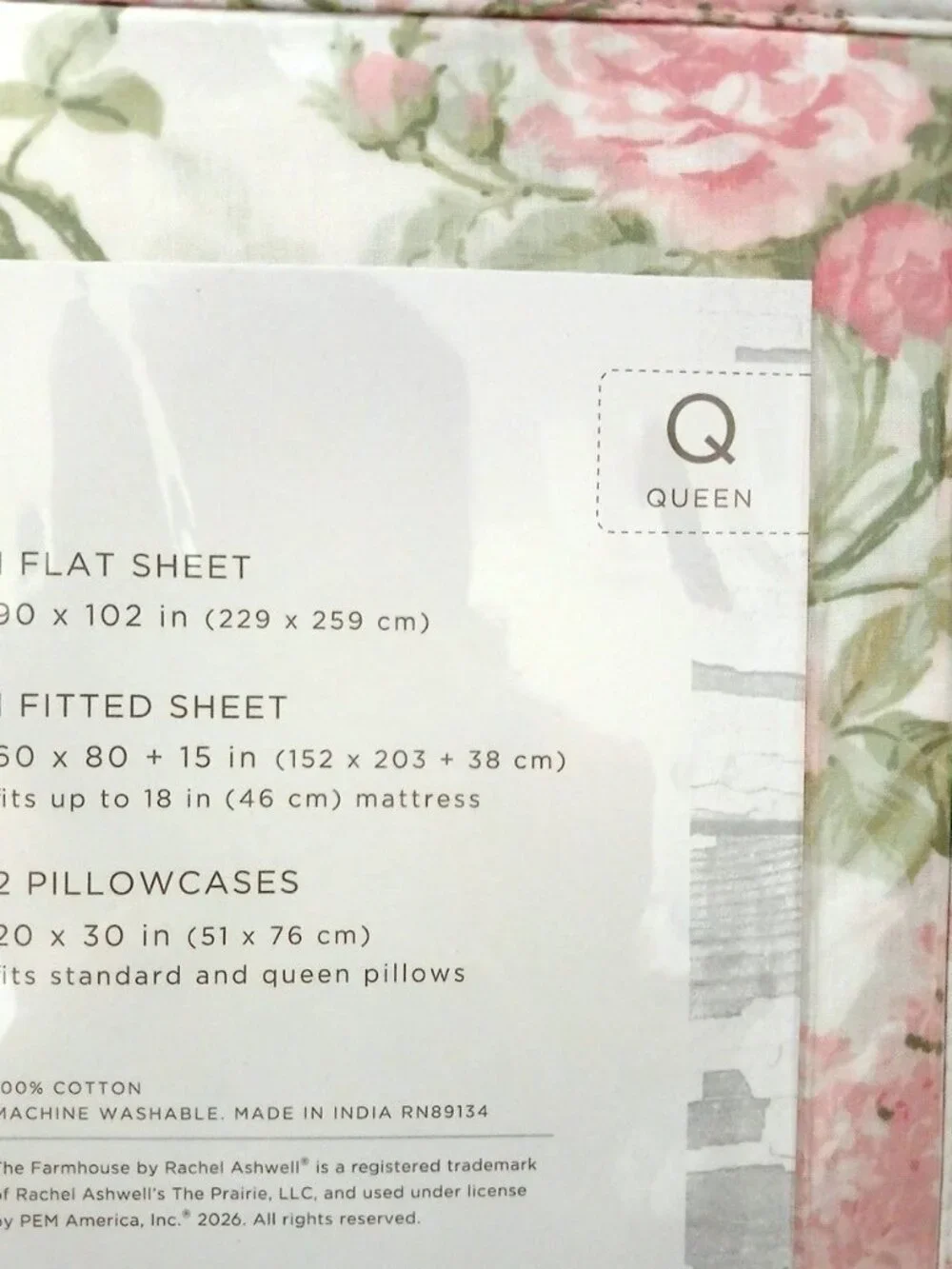 Shabby Chic Rachel Ashwell Farmhouse QUEEN sheet set Pink Floral Roses